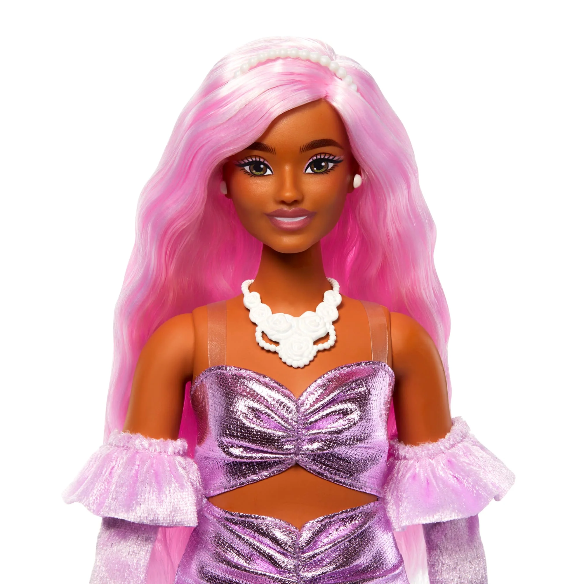 Barbie Deluxe Style Doll #1 in Glossy Pink Barbiecore Dress - Image 3