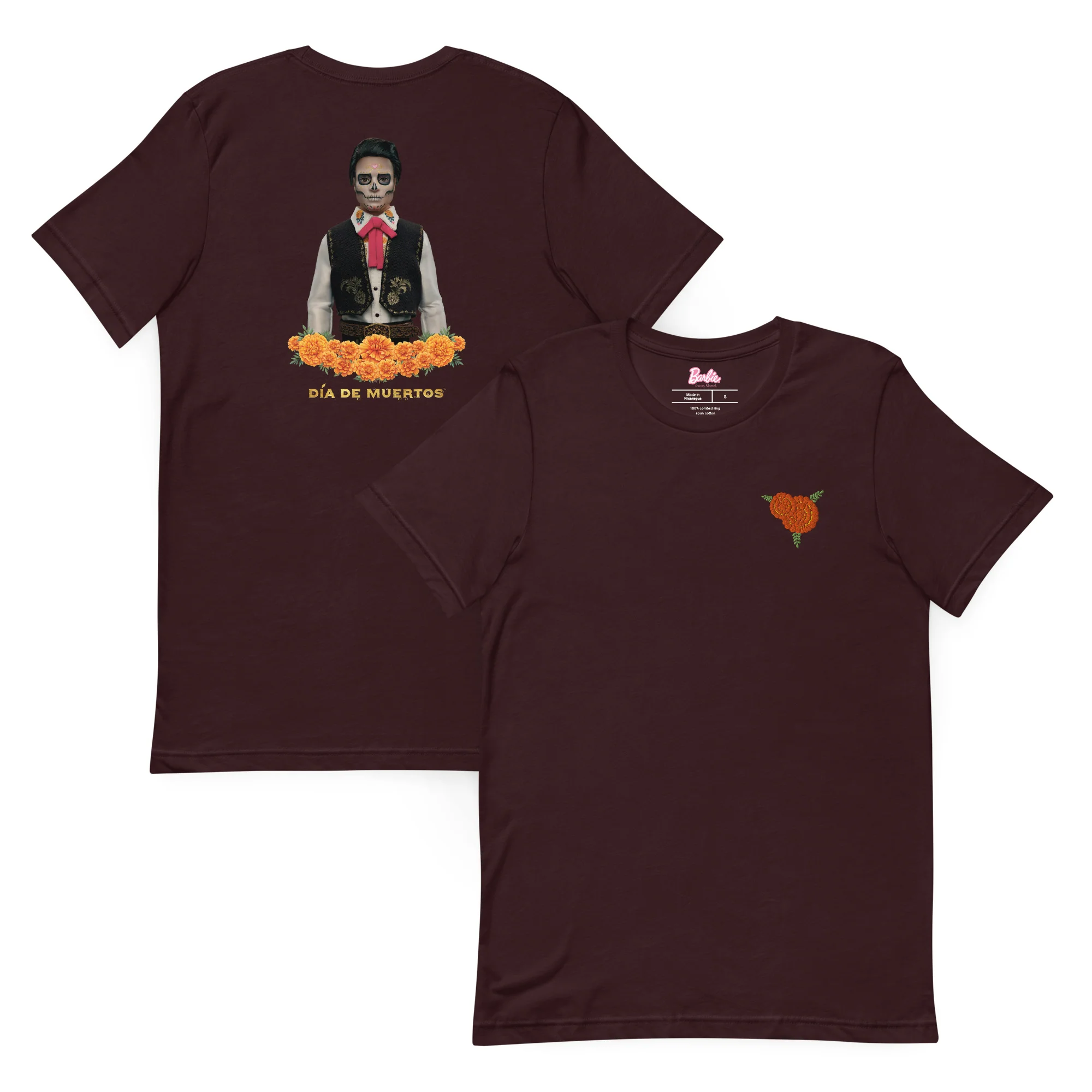 Barbie Día de Muertos Ken Embroidered Oxblood T-Shirt