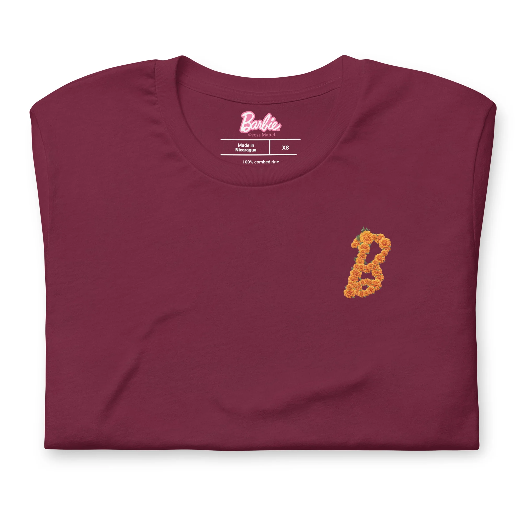 Barbie Día de Muertos Maroon T-Shirt - Image 3